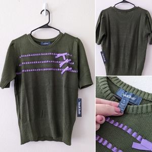 NWT ModCloth Keeping It Bow-tiful Short Sleeve Sweater